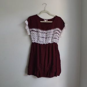 [Urban Outfitters] Maroon Dress w/ Lace Accents